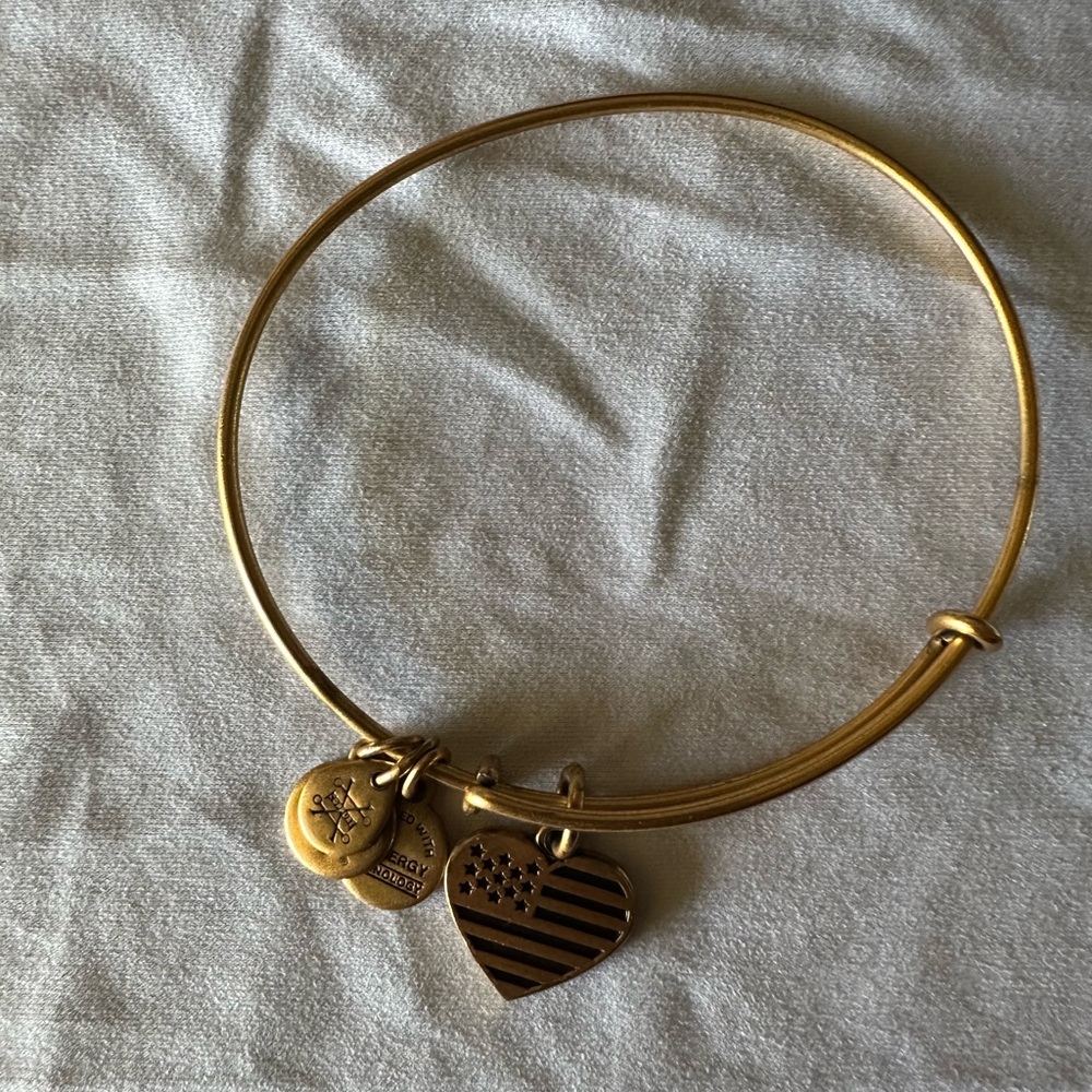 Alex & Ani Gold-Tone Heart Charm Bangle Bracelet - Women's Jewelry